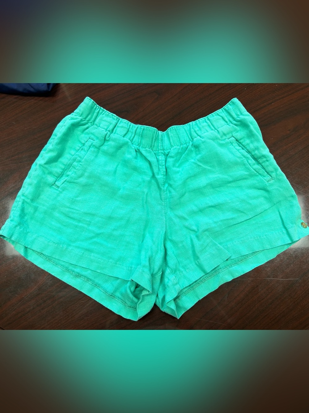 Lilly Pulitzer Seafoam High-Waist Linen-Blend Shorts